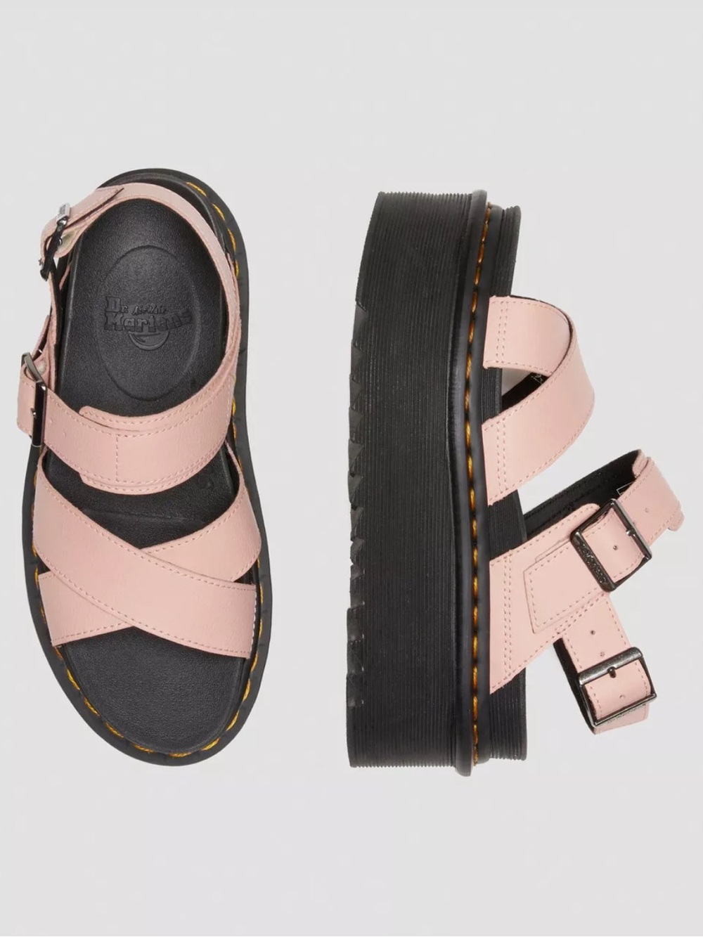 Dr. Martens Voss II Athena Leather Strap Platform Peach Beige Women’s size 8 NEW - Picture 7 of 13